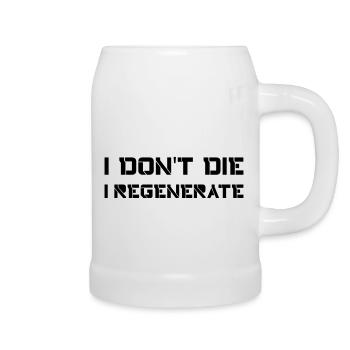 I don't die I regenerate (Doctor Who) - Bierkrug - Weiß - Rechts