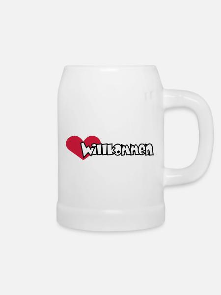 Herzlich Willkommen (2c) - Bierkrug - Weiß