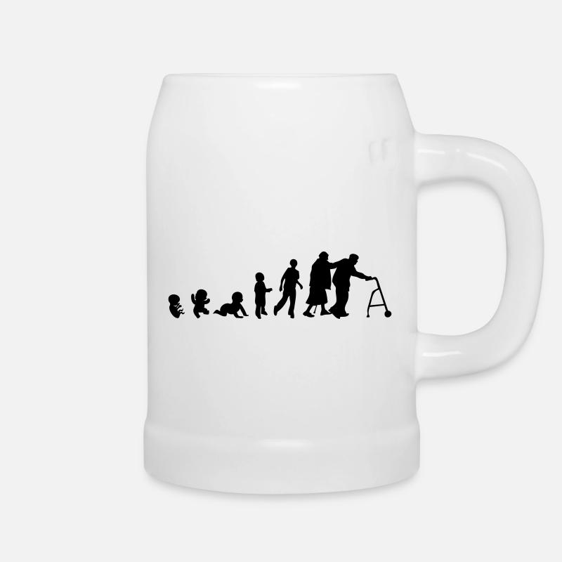 evolution man human old age - Beer Mug - white
