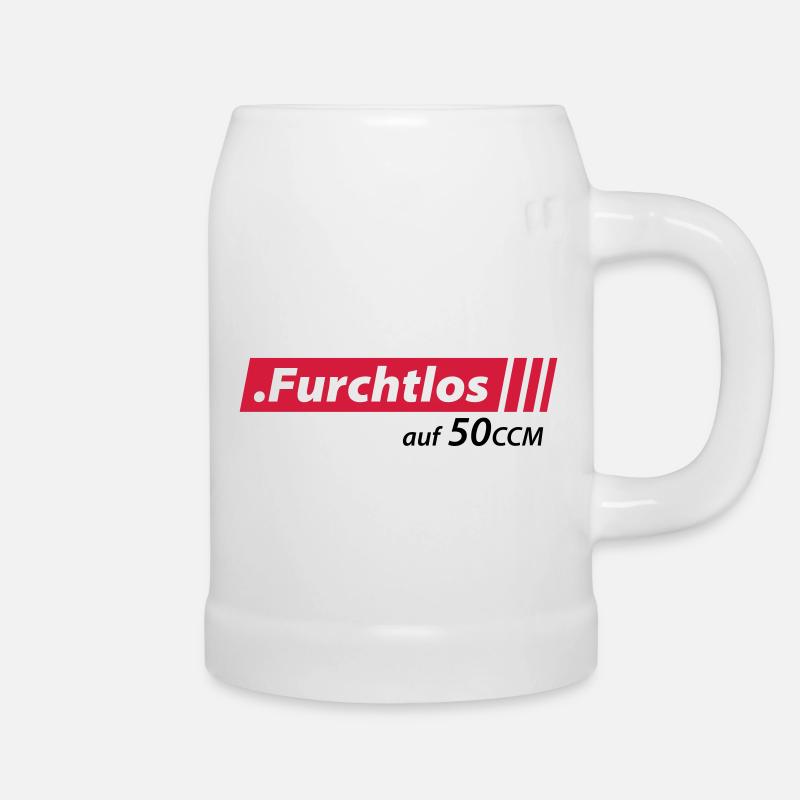 Furchtlos auf 50ccm Stolzer Mofa- und Mopedfahrer - Bierkrug - Weiß