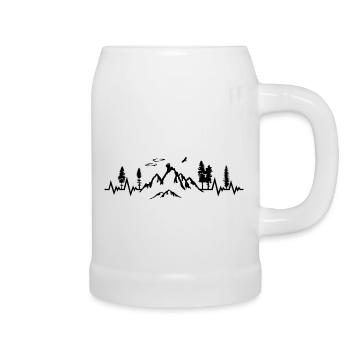 Hiking heartbeat, mountain pulse - Beer Mug - white - Right