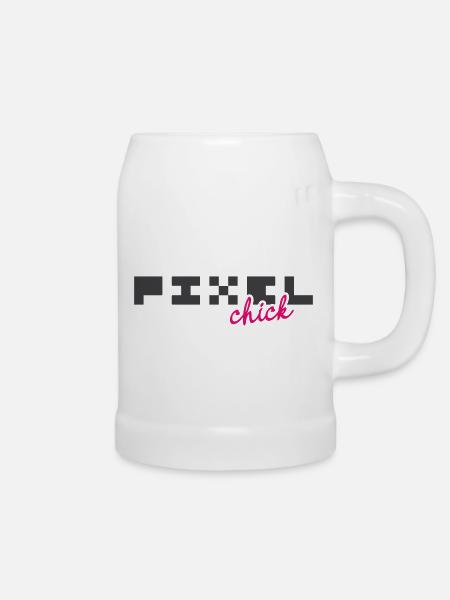 Pixelchick - Bierkrug - Weiß