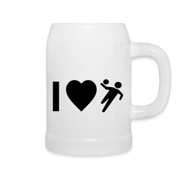 Cool "I Love Handball" design for him and her - Beer Mug - white - Right