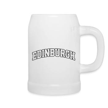 Edinburgh-Logo: Elegantes College-Design - Bierkrug - Weiß - Rechts