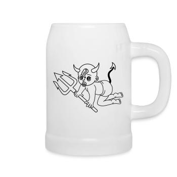 evil devil demon hell devil satan crawling pacifie - Beer Mug - white - Right