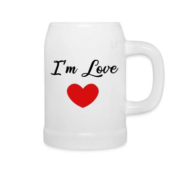 Je suis amour - Citation positive - Chope en céramique - blanc - Droite