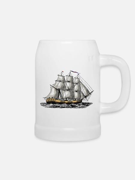 Segelschiff - Bierkrug - Weiß