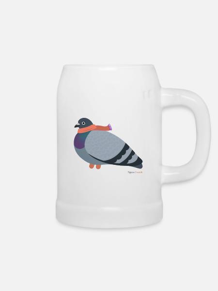 Taube mit pinkem Schal - Bierkrug - Weiß