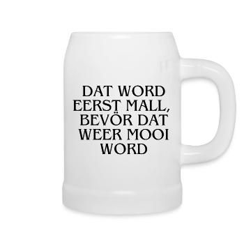 Plattdeutsch Ostfriesland "Dat word eerst mall" - Bierkrug - Weiß - Rechts