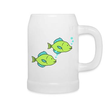 fische comic 2 - Bierkrug - Weiß - Rechts