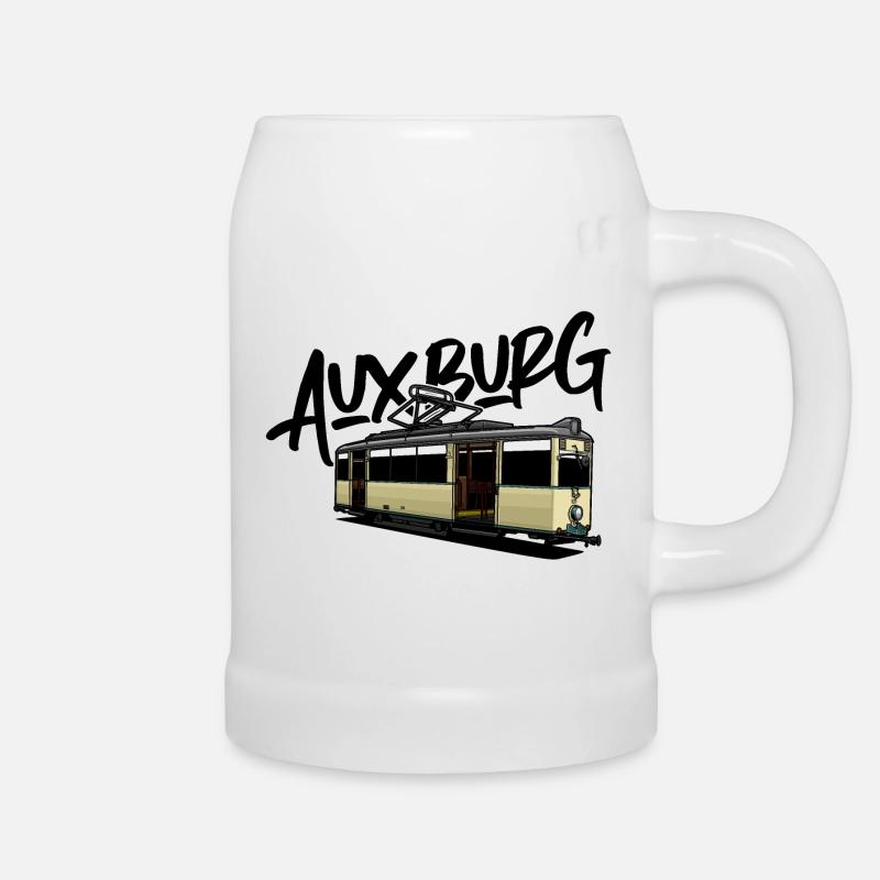 Augsburg / Tram / Straßenbahn // Illustration - Bierkrug - Weiß