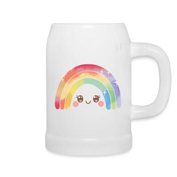 Kawaii Niedlicher Regenbogen - Bierkrug - Weiß - Rechts