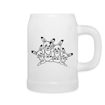 4 Foxes Family Four Parents Children Mom Dad Cute - Beer Mug - white - Right