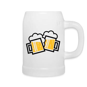 2 chopes à bière bavaroises toast (chopes à bière 2C) - Chope en céramique - blanc - Droite