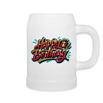 Graffiti HAPPY BIRTHDAY Namensgeschenk ideal - Bierkrug - Weiß - Rechts
