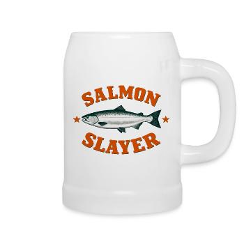 Humour drôle de Salmon Slayer Fishing - Chope en céramique - blanc - Droite