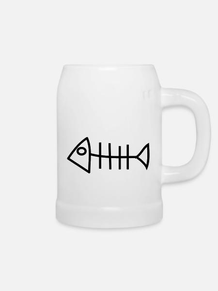 fischgraete - Bierkrug - Weiß