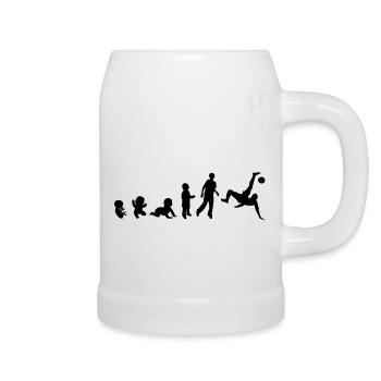 Evolution Mensch Männer Sport Fußball Blei - Bierkrug - Weiß - Rechts