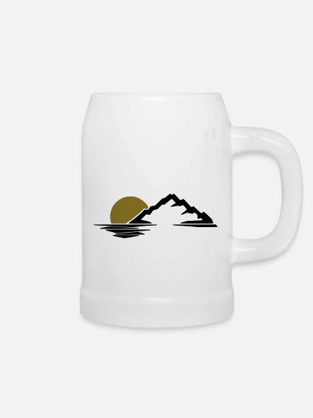 Berge Sonne Insel - Bierkrug - Weiß
