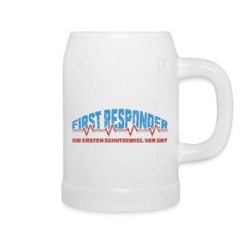 First responder with a heartbeat and cool saying - Beer Mug - white - Right
