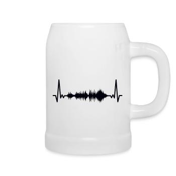 Heartbeat Sound Engineer Waves DJ Music Sinus - Beer Mug - white - Right