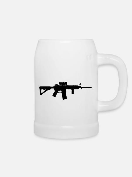 ar15 rifle m4 tactical - Bierkrug - Weiß