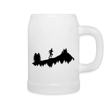 Trail running, Laufen, Läufer; Männer - Bierkrug - Weiß - Rechts