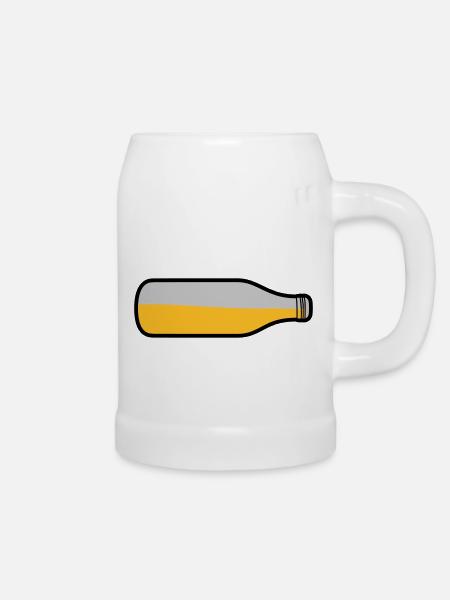 Liegende Bier Flasche - Bierkrug - Weiß