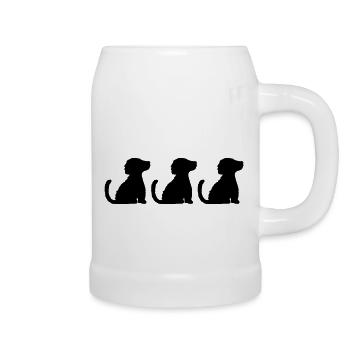 3 well-behaved sitting dogs - Beer Mug - white - Right