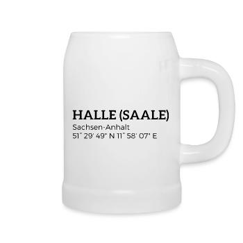 Halle (Saale) Saxony-Anhalt coordinates - Beer Mug - white - Right