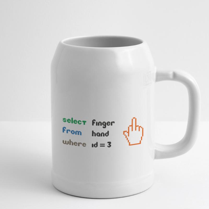 Funny SQL Query : un doigt d’honneur 8 bits pour les geeks Chope en céramique
