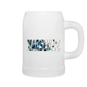 Marseille design stylisé BD - Chope en céramique - blanc - Droite