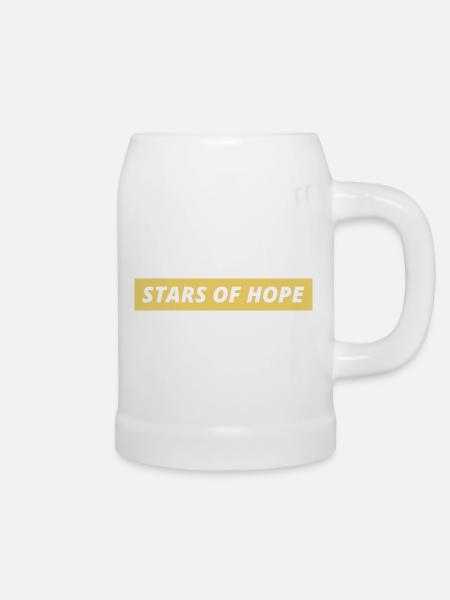 Sterne der Hoffnung Typo - Bierkrug - Weiß