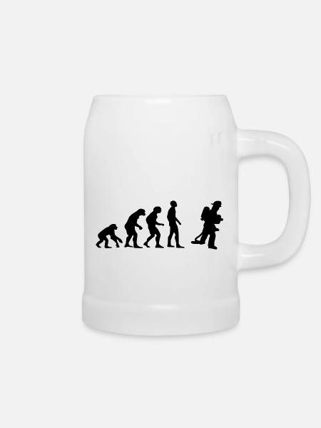 evolution Feuerwehrmann - Bierkrug - Weiß