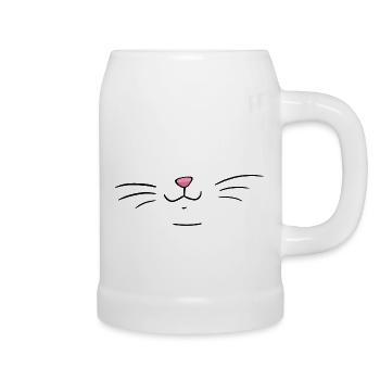 Cat face mask gift idea - Beer Mug - white - Right
