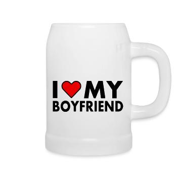 I love my boyfriend - Bierkrug - Weiß - Rechts