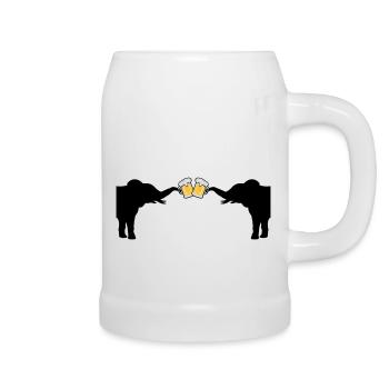 2 Elefanten Bier Anstoßen - Bierkrug - Weiß - Rechts