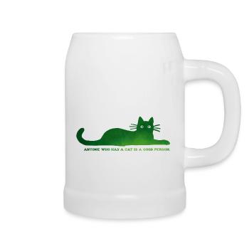 Anyone who has a cat is a good person - Beer Mug - white - Right