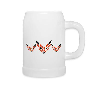 3 Füchse Abstraktes Logo Böser Blick Freunde Team - Bierkrug - Weiß - Rechts