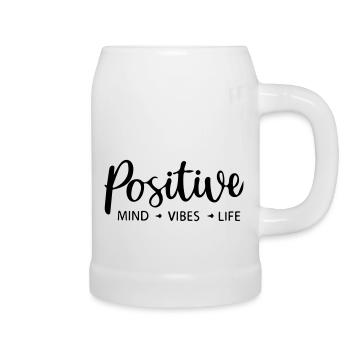 vibrations mentales positives vie - Chope en céramique - blanc - Droite