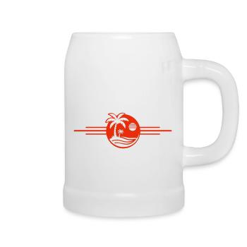 Beach Palm Trees Sea - Beer Mug - white - Right