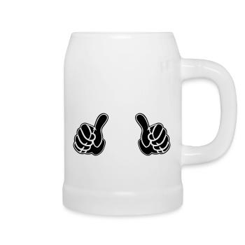pair of pointing hands - Beer Mug - white - Right