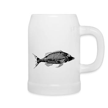 Vintage Fish HerringBone Bony Fish Skeleton - Beer Mug - white - Right