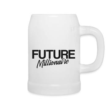 Future millionair, dunkler Aufdruck - Bierkrug - Weiß - Rechts