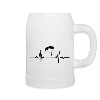 Heartbeat adventure sport of paragliding - Beer Mug - white - Right
