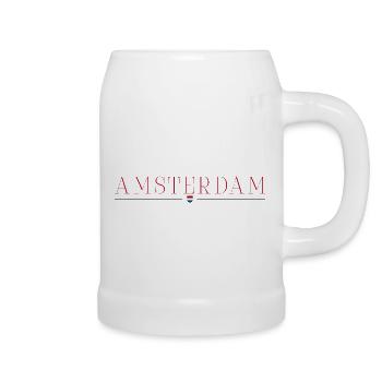 Amsterdam, Pays-Bas T-shirt de design de style - Chope en céramique - blanc - Droite