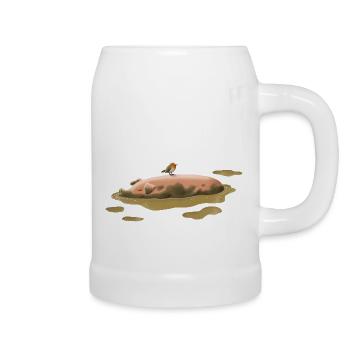 Cochon dans la terre - Chope en céramique - blanc - Droite