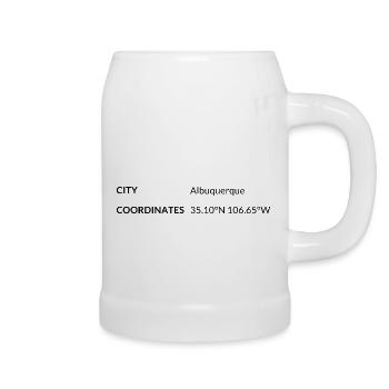 Albuquerque, New Mexico, USA Coordinates - Beer Mug - white - Right