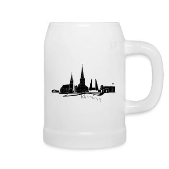 Minimalist Stadt skyline Silhouette Rheinberg - Bierkrug - Weiß - Rechts
