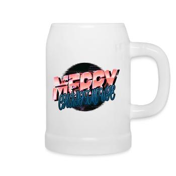 Computer Bodybuilding Dinosaur Fan Comic Beards - Beer Mug - white - Right